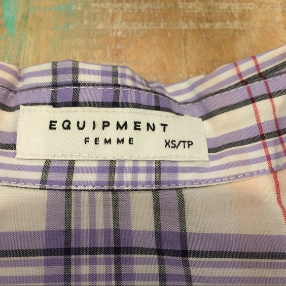 NWT Equipment Keira Tie Front Plaid Top parasol XS - Picture 5 of 7